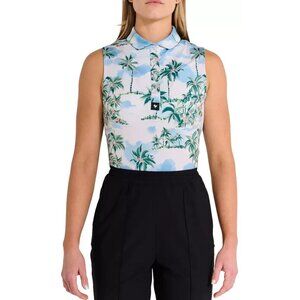 Bad Birdie Women's XS Sleeveless Golf Polo Postcard Vaca Palm Performance Top